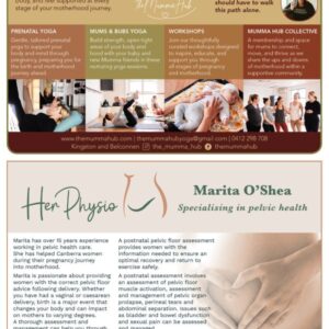 Half page listing example in the Canberra Baby Directory