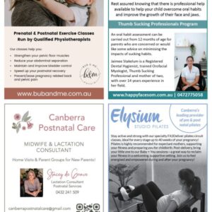 Quater page listing example for the Canberra Baby Directory